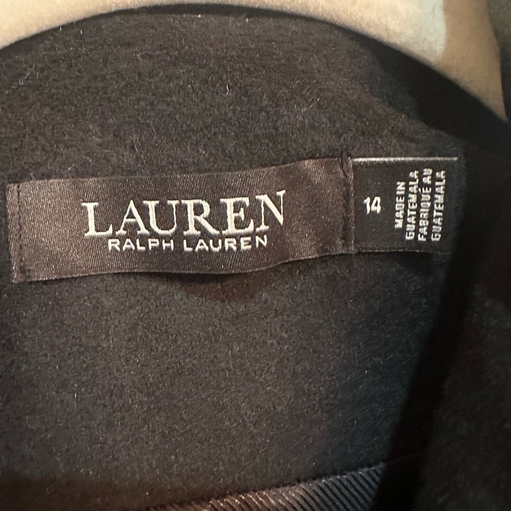 Lauren Ralph Lauren Double-Breasted Coat 14 | Faux-Leather Trim Wool Blend - Picture 11 of 14